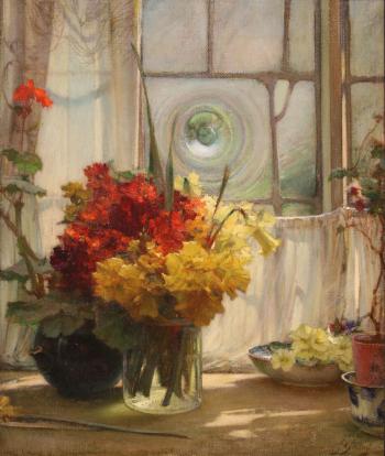 A cottage window by 
																	James Valentine Jelley