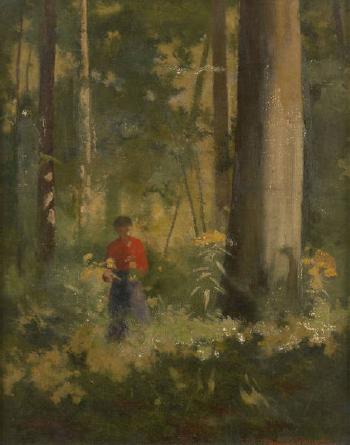 Cueillette en forêt by 
																	Ernest de Vleeschouwer