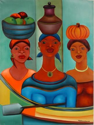 Three Haitian women by 
																			Alphonse Fritzner
