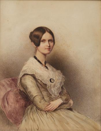 Portrait of a young lady, said to be of the family of Henry Wadsworth Longfellow by 
																			Savinien Edme Dubourjal