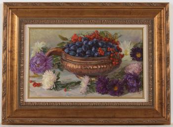 Asters and plums by 
																			Olga Kalashnikova