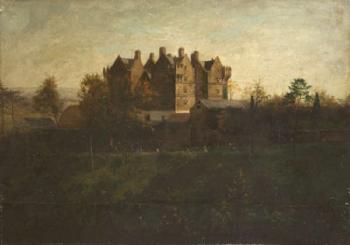 A view of Monkstown Castle, Cork with figures in the foreground by 
																	Samuel Uvedale