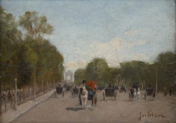 Promenade en calèche à Paris by 
																	Antoine Francois Louis Jubien