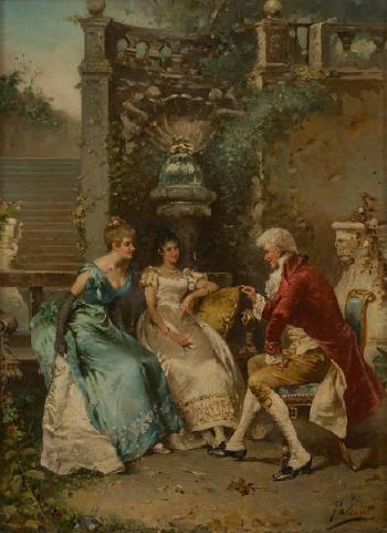 La conversation au jardin by 
																	Auguste Palun