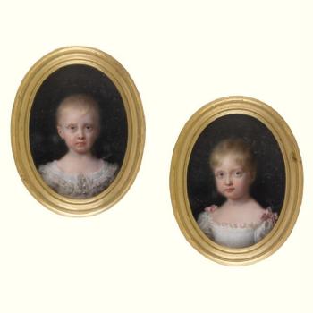 A Pair Of Portrait Miniatures Of Henry V, Comte De Chambord (1820-1883); And His Sister Louise D'Artois, Later Duchess Of Parma (1819-1864) by 
																	Jean Baptiste Joseph Duchesne de Gisors