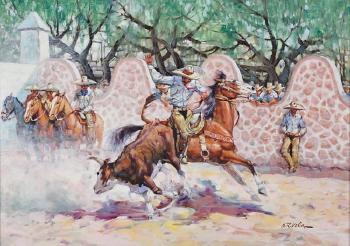 Untitled (cowboy scene) by 
																			Alberto R Vela