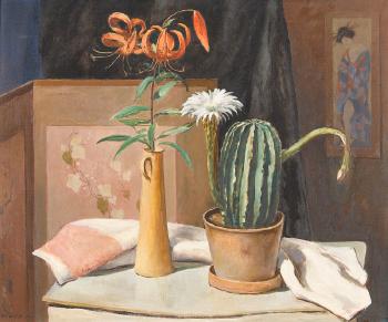 Stillleben mit Kaktus und Pflanzen by 
																	Arnold Hans Daepp