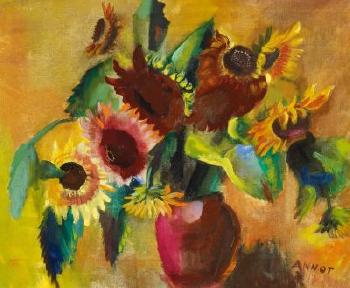 Sonnenblumen in roter Vase by 
																	Annot Jacobi