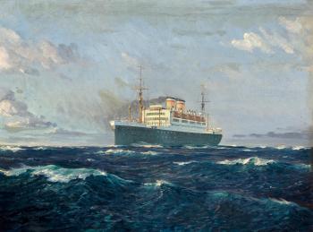 The S.S. Hamburg at sea by 
																	Eduard Edler