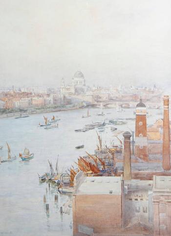 Thames looking towards St. Paul's and Blackfriars Bridge by 
																	Max Ludby