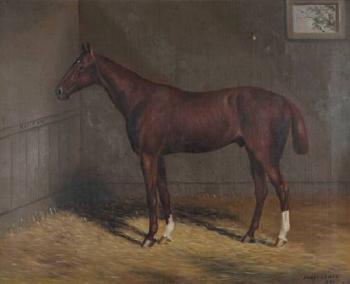 The horse Rinfax in a stable by 
																	Harry Lyman