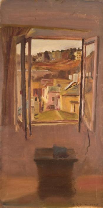 The walls of the old city Jerusalem through window by 
																	Leonid Balaklav