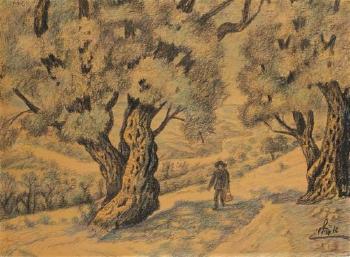 Landscape with trees by 
																	Aharon Halevy