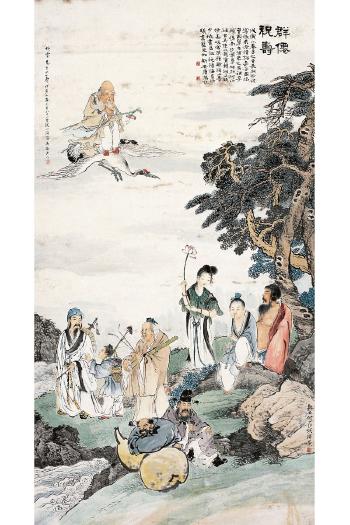 Immortals celebrating birthday by 
																	 Li Fangyuan