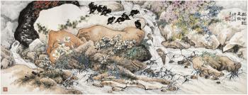 Listening to the stream in valley by 
																	 Qian Xingjian