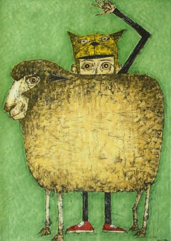 Boy with sheep by 
																	 Yim Manhyeok