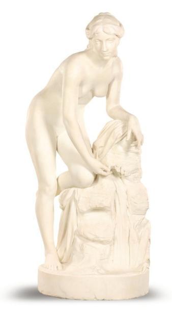 Femme nue au drapé, allégorie de la source by 
																	Jean-Fleury Hainglaise