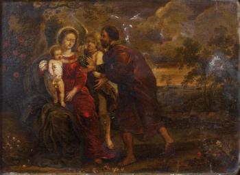 La sainte famille à la grappe de raisin by 
																	Cornelisz van Dalen