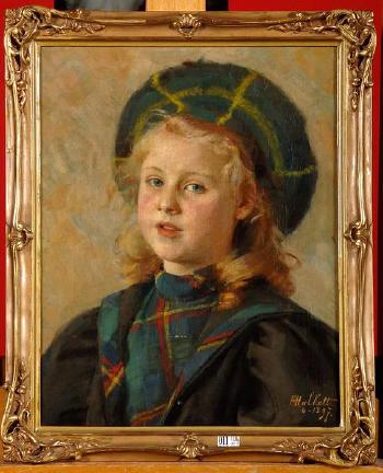 Portrait d'une fillette au chapeau écossais by 
																	Francois Halkett