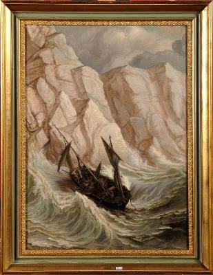 Bateau de pêche dans la tempête by 
																	Edgar Alfred Baes
