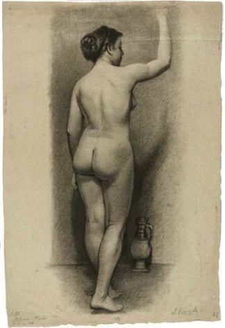 Weiblicher Rückenakt mit Zierkrug by 
																	Johann Jakob Nuesch
