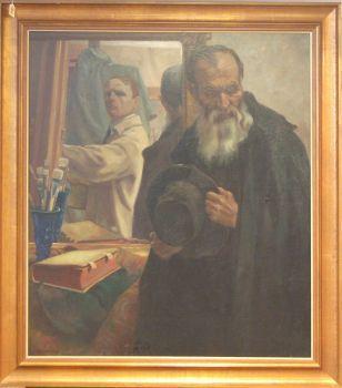 Alter, bärtiger Mann wird porträtiert by 
																	Gusztav Baranyay-Lorincz