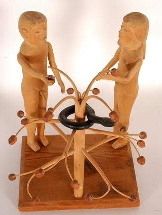 Adam & Eve with the serpent by 
																			Edgar Tolson