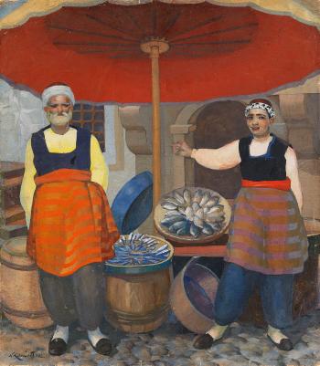 Fish sellers in Persia by 
																	Naci Kalmukoglu
