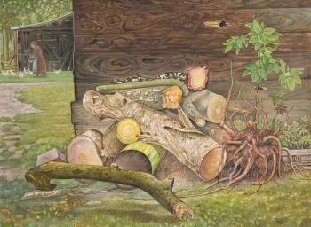 Stammholz und Baumwurzel by 
																	Wilhelm Tegtmeier