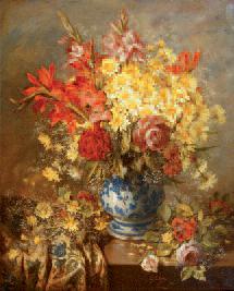 Nature morte de fleurs dans un pot en faïence by 
																	Giovanni Calvini