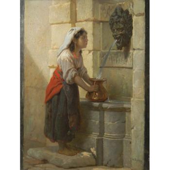 Girl at a well by 
																	Auguste Hadamard