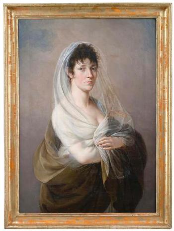 Bildnis einer Dame in einem weißen Gewand. Bildnis eines Herrn in braunem Mantel by 
																			Johann Georg Daeringer