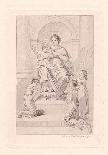 Thronende Maria mit Kind und gabenbringenden Mädchen by 
																			Maria Ellenrieder