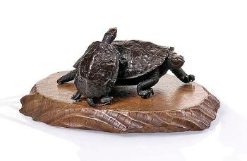 Okimono von zwei Schildkröten by 
																	 Ryuki