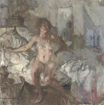 Nude with Oil Lamp (White Necklace) by 
																	Bernard Dunstan