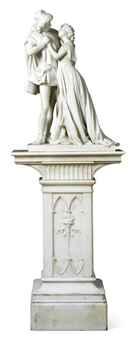 An Italian Marble Figural Group Of Romeo And Juliet, On Pedestal by 
																	Cesare Fantacchiotti
