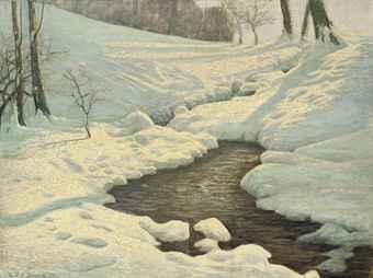 A stream in the snow by 
																	Sixtus von Dzbanski