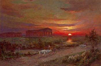 View of the temple of Paestum by 
																	Max Usadel