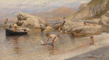 Boys bathing on Capri by 
																	Sebastian Lucius