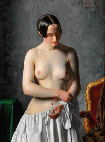 A nude, a young girl undresses by 
																	Geskel Saloman