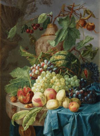 Still Life With Fruit On a Stone Table by 
																	Johannes Hendrik Fredriks