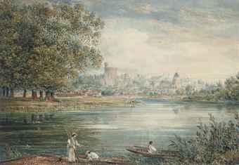 The Brocas Clump, Eton, with Windsor Castle beyond by 
																	George Frederick Prosser
