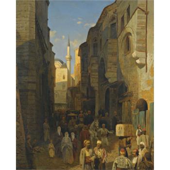 A Busy Street In Tangiers by 
																	Themistocles von Eckenbrecher