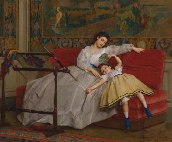 Mother With Her Young Daughter by 
																	Gustave de Jonghe