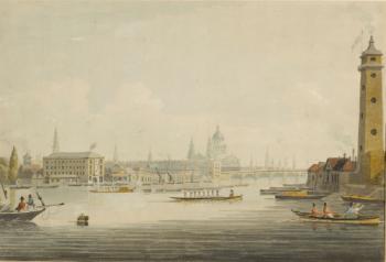 View Of The River Thames, London, With St. Paul's Cathedral And Blackfriars Bridge Beyond by 
																	John William Edge