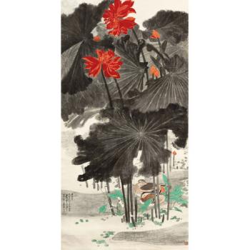 Lotus And Mandarin Ducks by 
																	 Zhang Daqian
