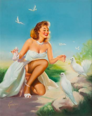 Pleasing her flock by 
																	Edward Runci