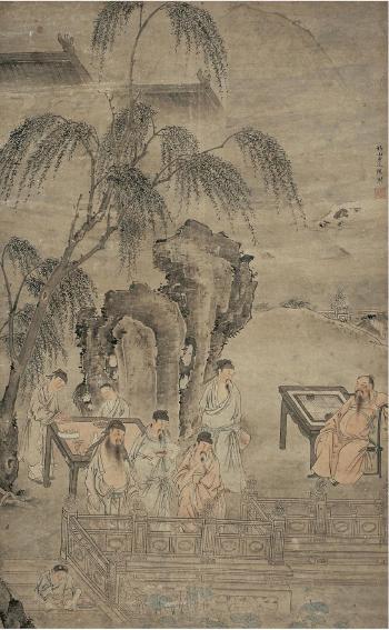 Figures gathering in spring garden by 
																	 Yang Zhe