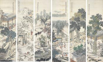 Paintings according to the novel dream of the red chamber by 
																	 Wang Lian