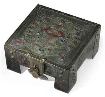 A Jeweled Repoussée Metal Box by 
																	Alfred Daguet